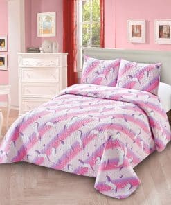 Colcha Edredón Kids Zone Collection Unicorn Moon Stars Rosa