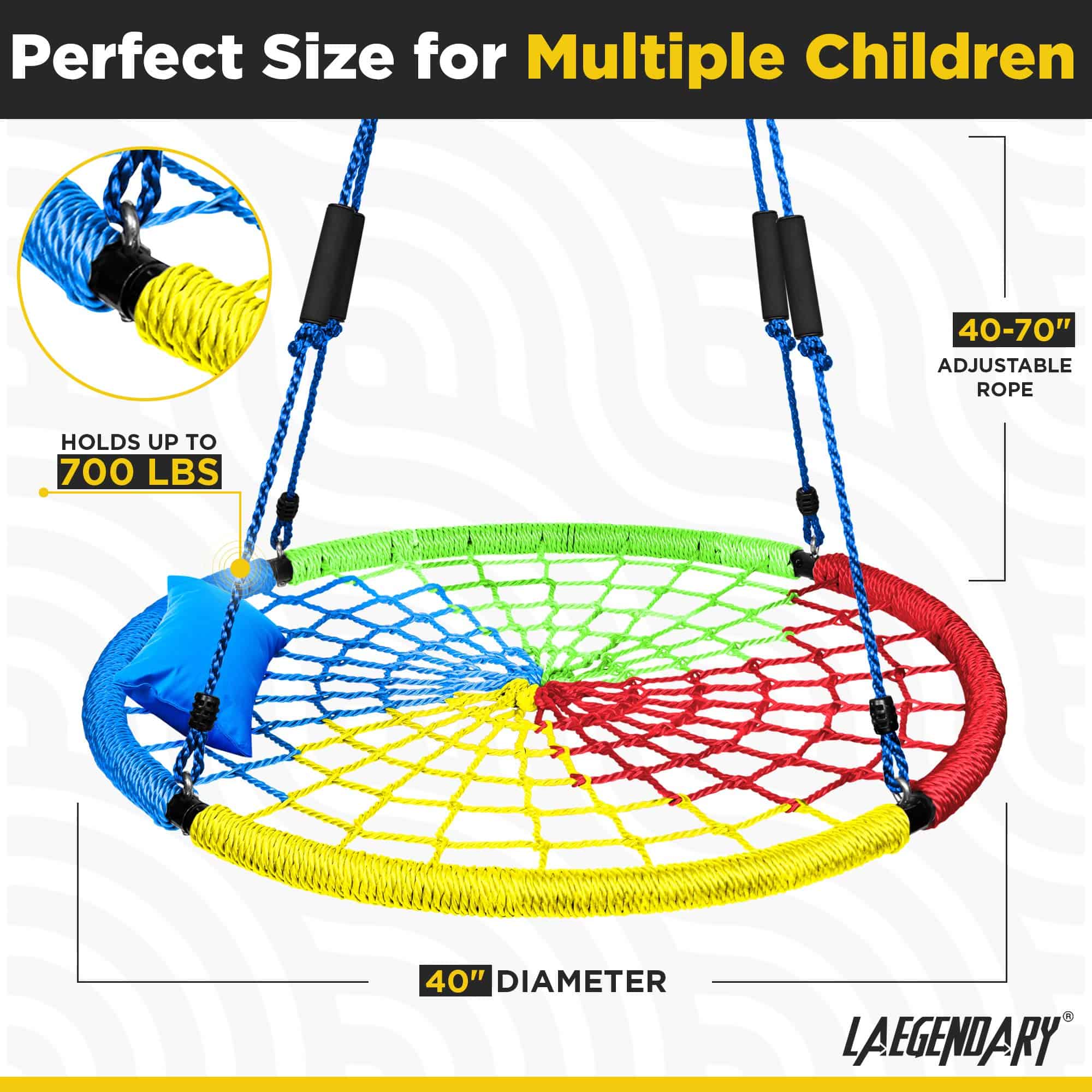 Columpio Redondo LAEGENDARY para Niños y Adultos - Soporta - Imagen 6