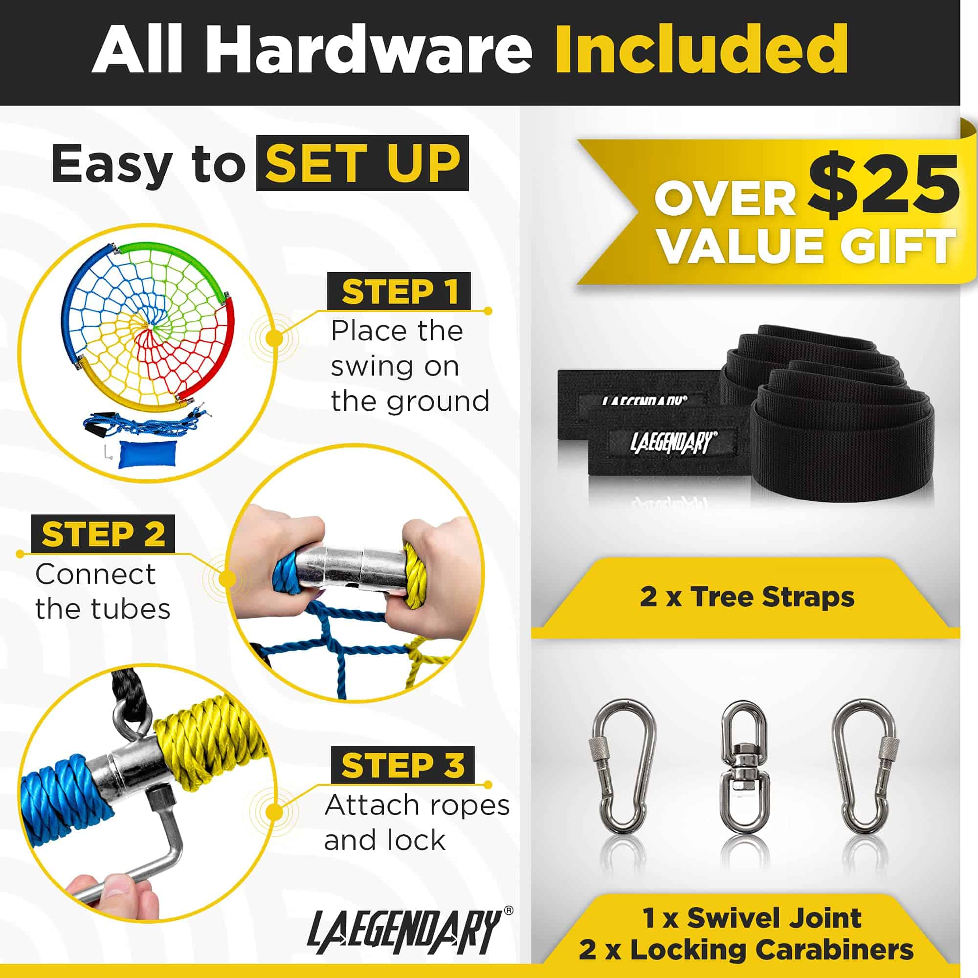 Columpio Redondo LAEGENDARY para Niños y Adultos - Soporta - Imagen 3