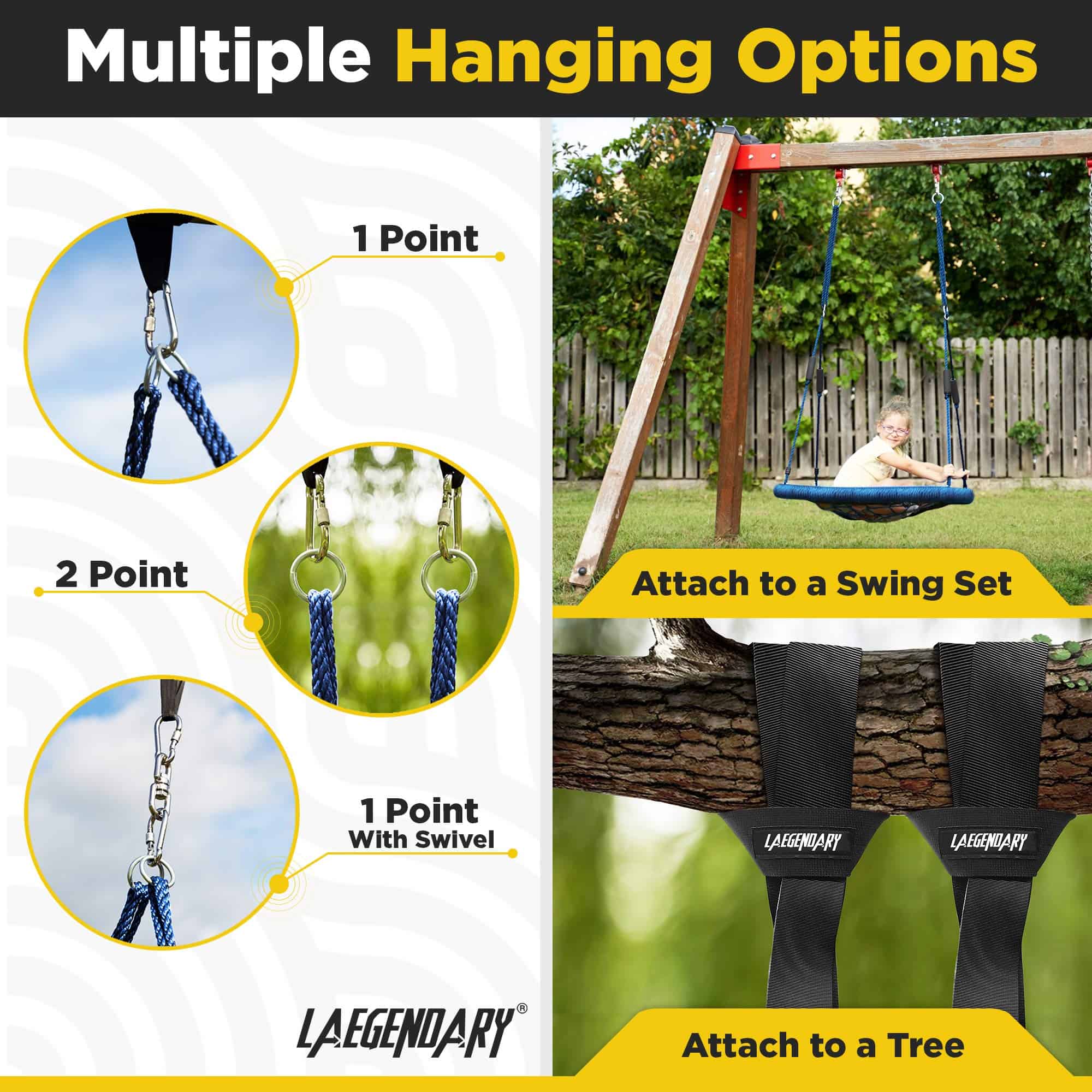 Columpio Redondo LAEGENDARY para Niños y Adultos - Soporta - Imagen 4