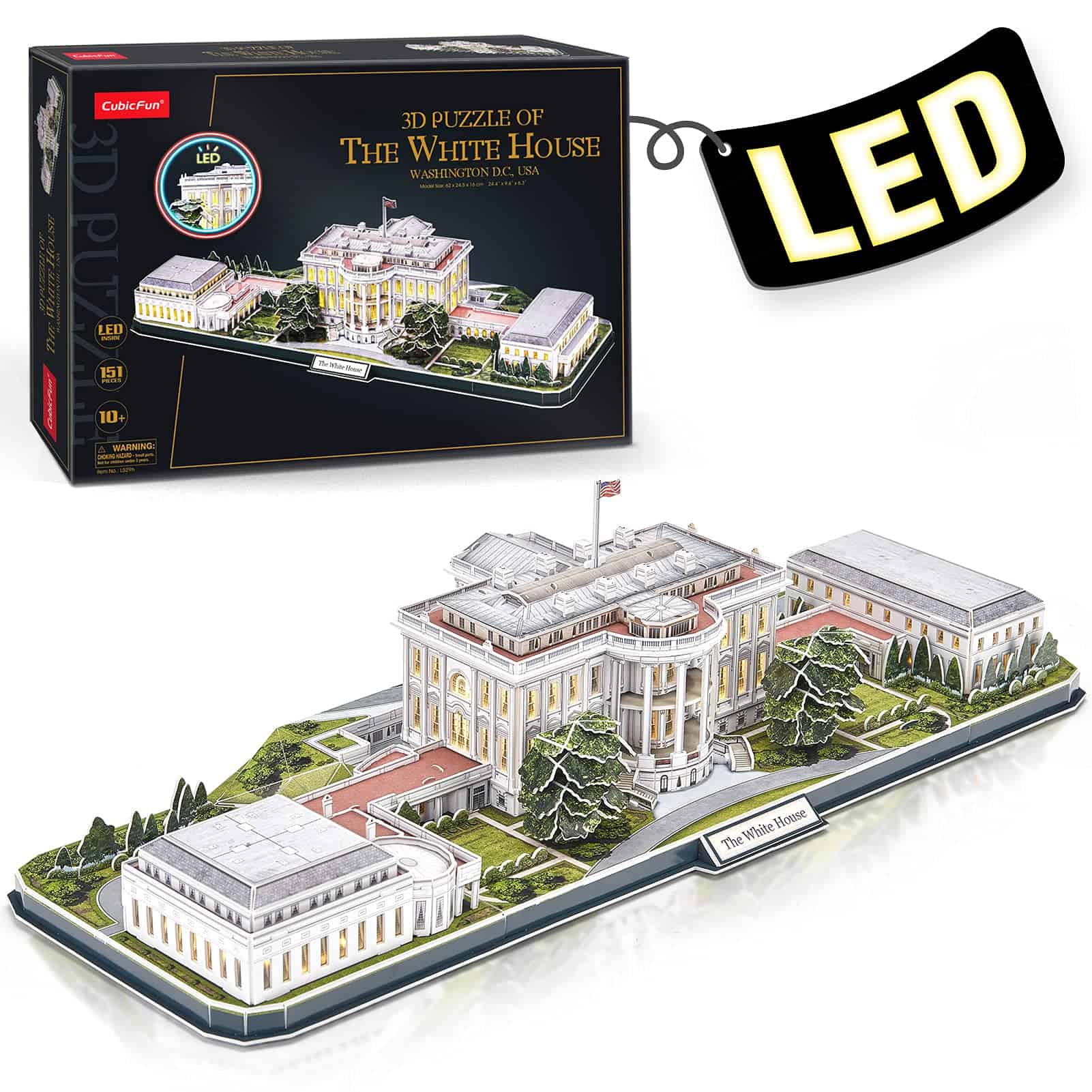 CubicFun Rompecabezas 3D para Adultos LED con Casa Blanca