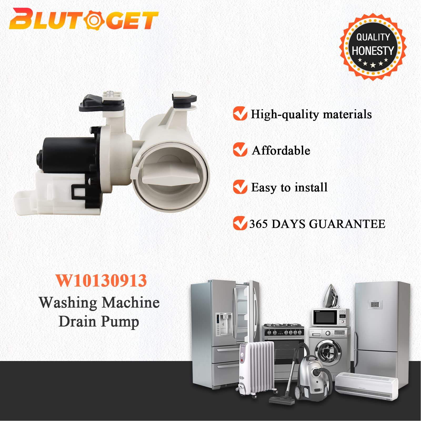 Bomba de desagüe para lavadora OEM WPW10730972 W10130913 - Imagen 8