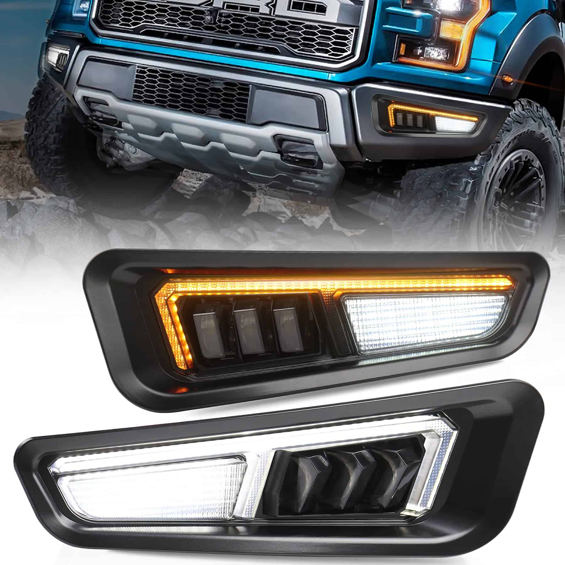 Luces de niebla CJOVSE Ford Raptor, señal de giro