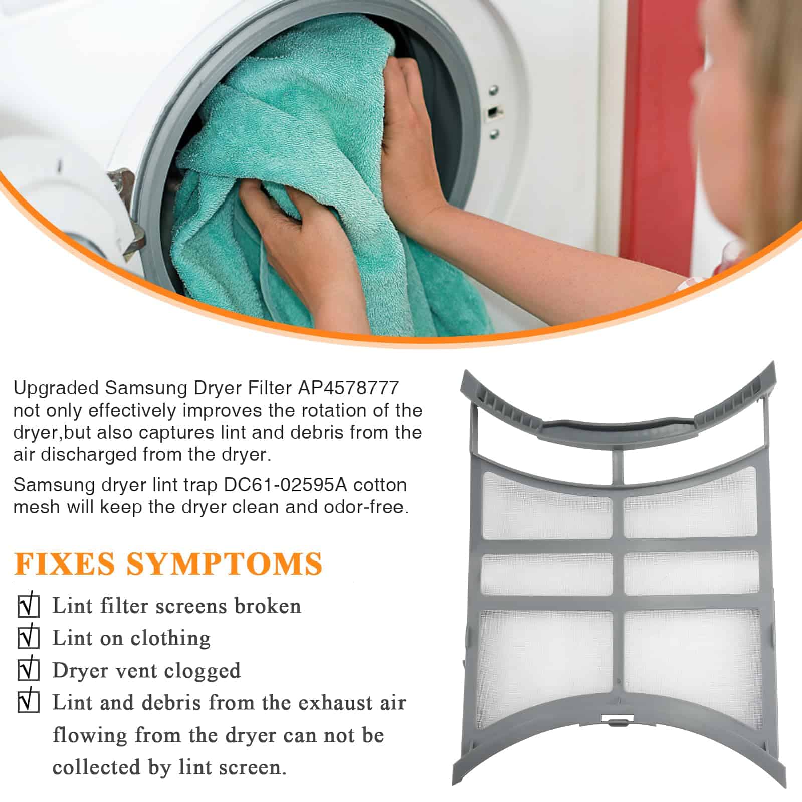 Filtro de pelusas para secadora 2024 DC61-02595A AP4578777 - Imagen 4