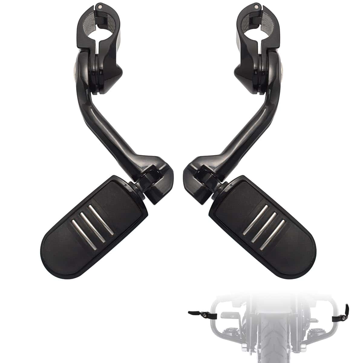FOVPLUE 1.25" Highway Footpegs, Angulados Largos Ajustables