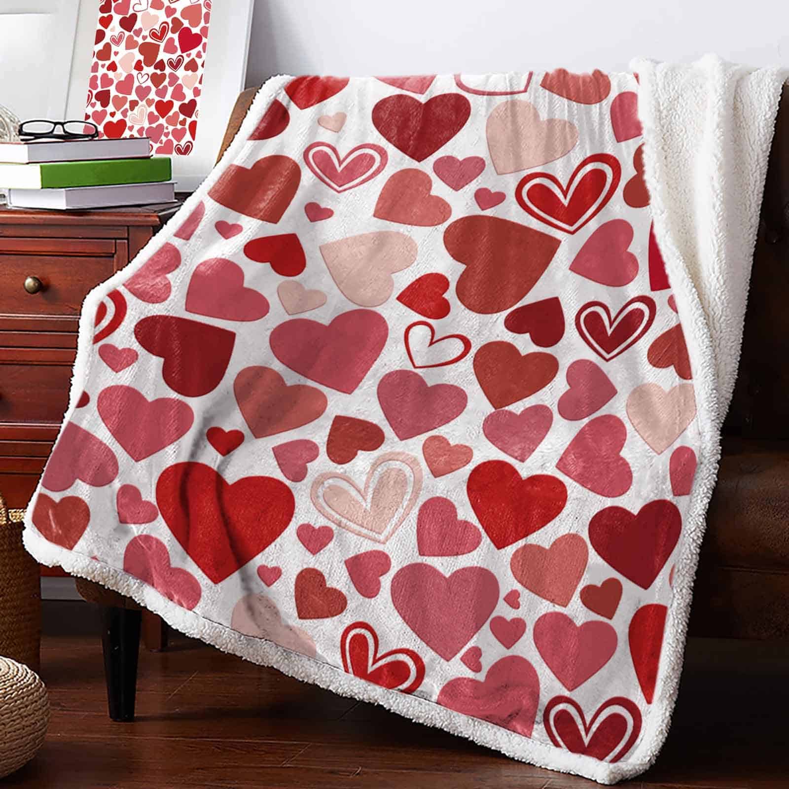 Manta de Sherpa T&H XHome Suave y Acogedora con Corazones