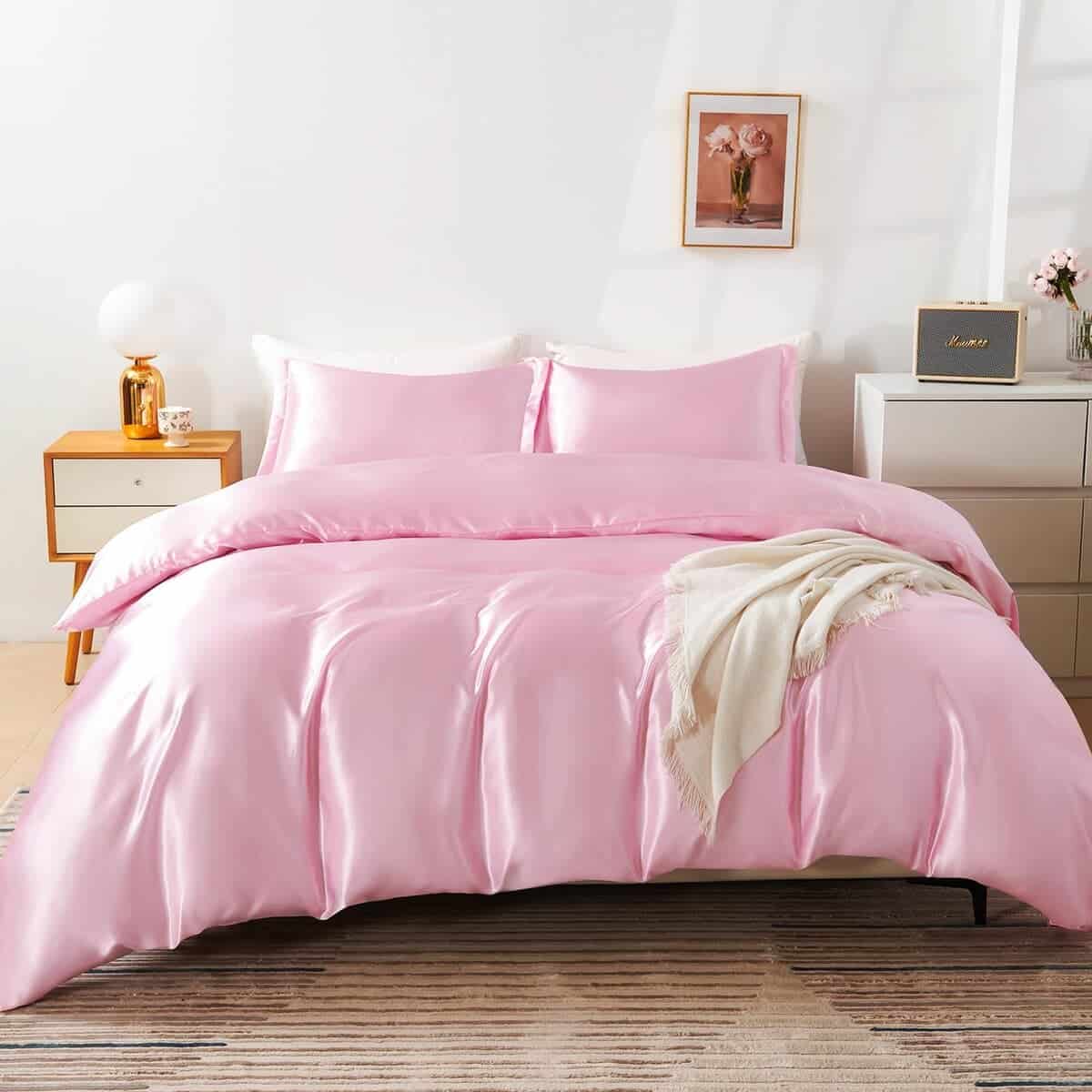 HOdo Home Satin Duvet Cover King Size, Juego de edredón de