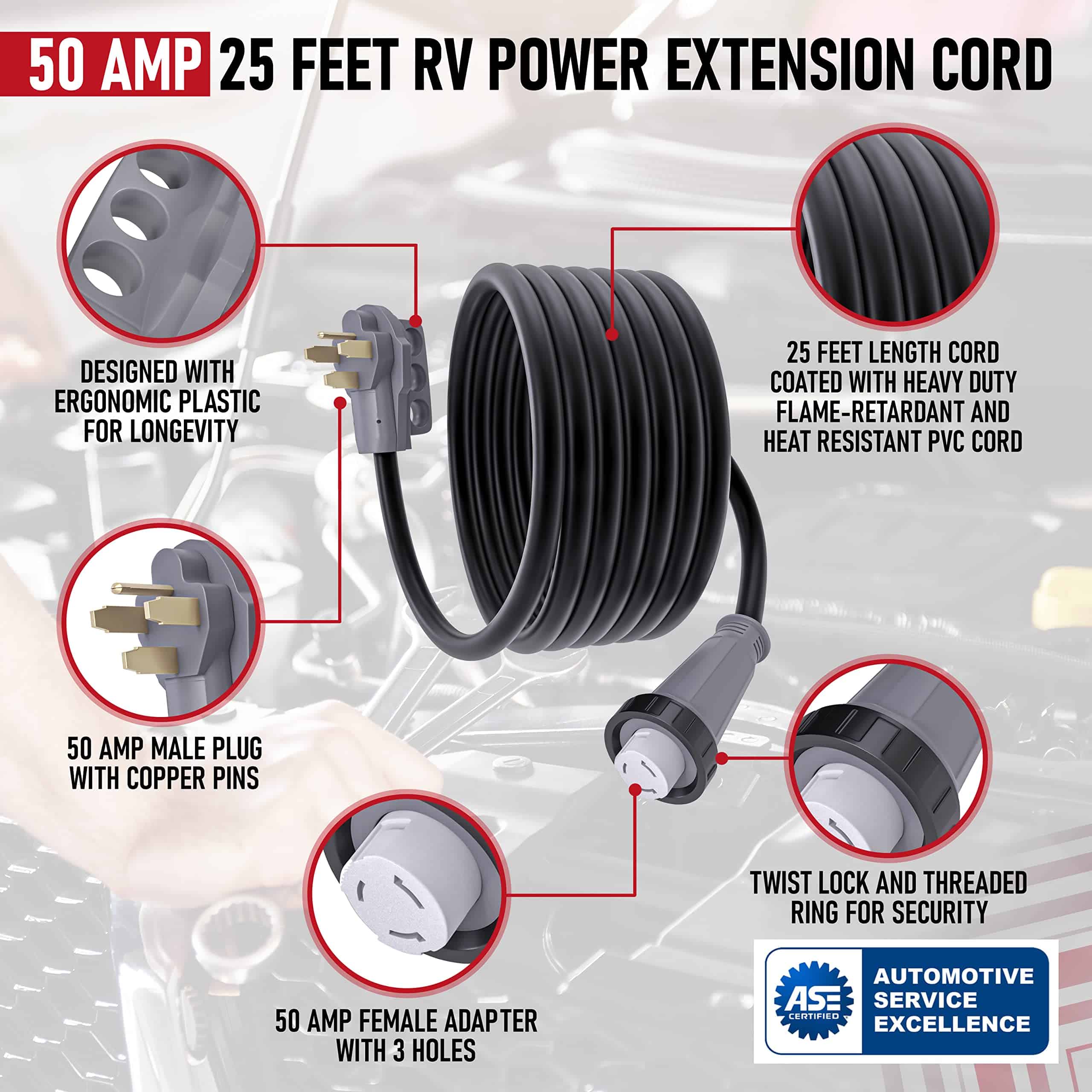 Cable de extensión de alimentación para RV de 50 amperios y - Imagen 5