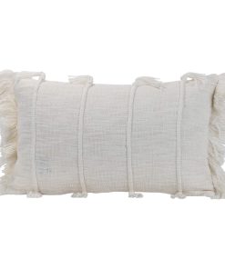 Cojín Blanco Tejido a Mano de 14x22 pulgadas de Foreside