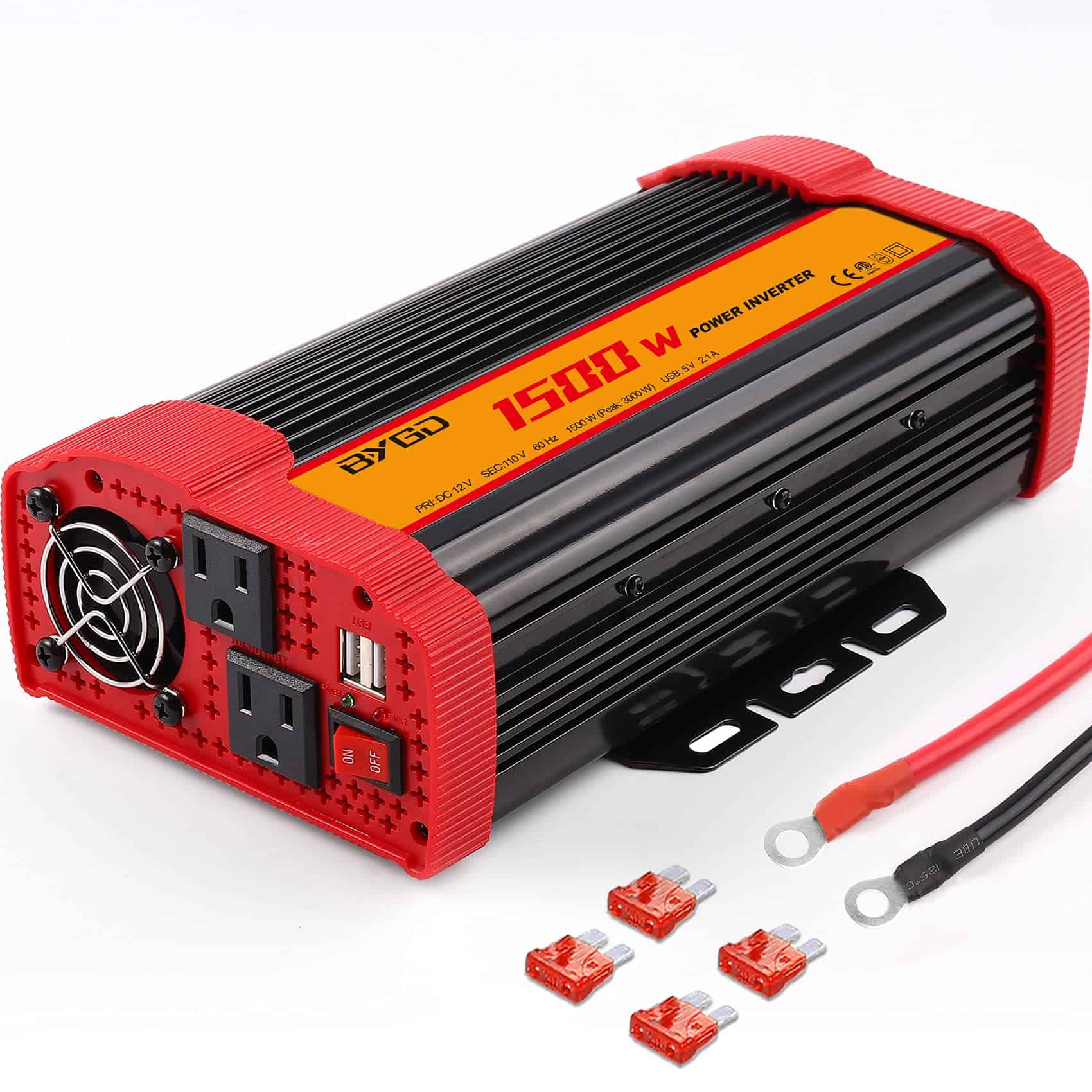Inversor de Corriente BYGD 1500W DC 12V a 110V AC con Pico