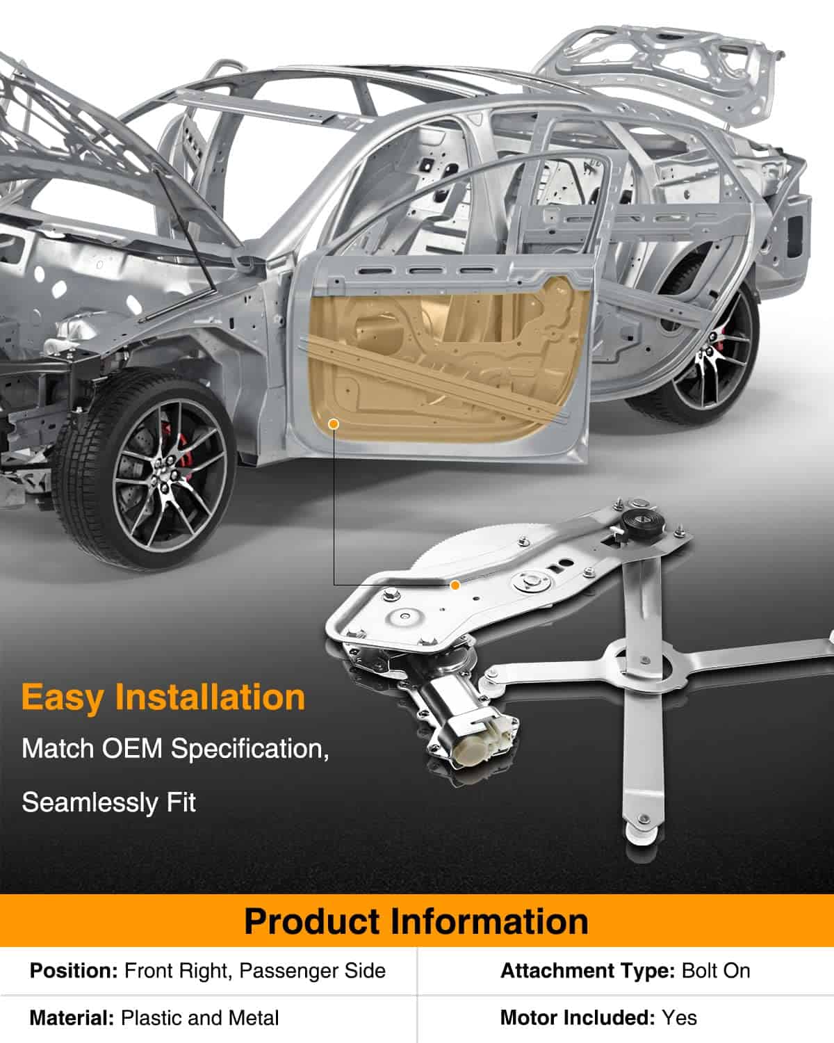 Regulador de ventana eléctrico A-Premium con motor - Imagen 4