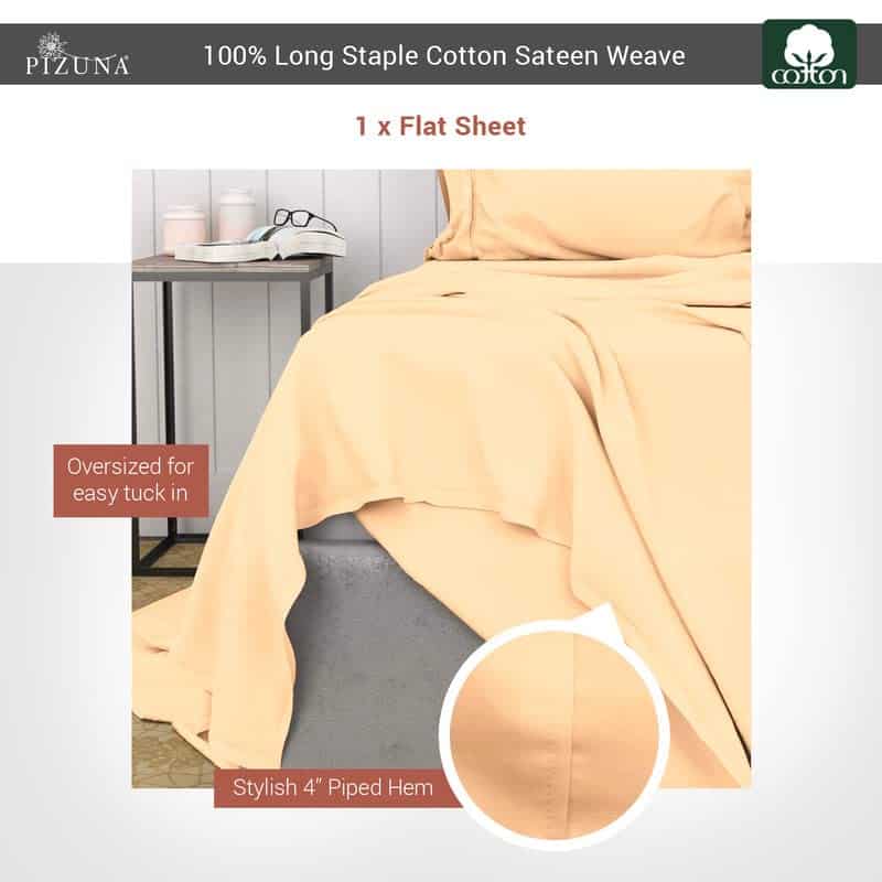 Sábana Plana de Algodón Puro 100% de Pizuna para Cama Queen - Imagen 4