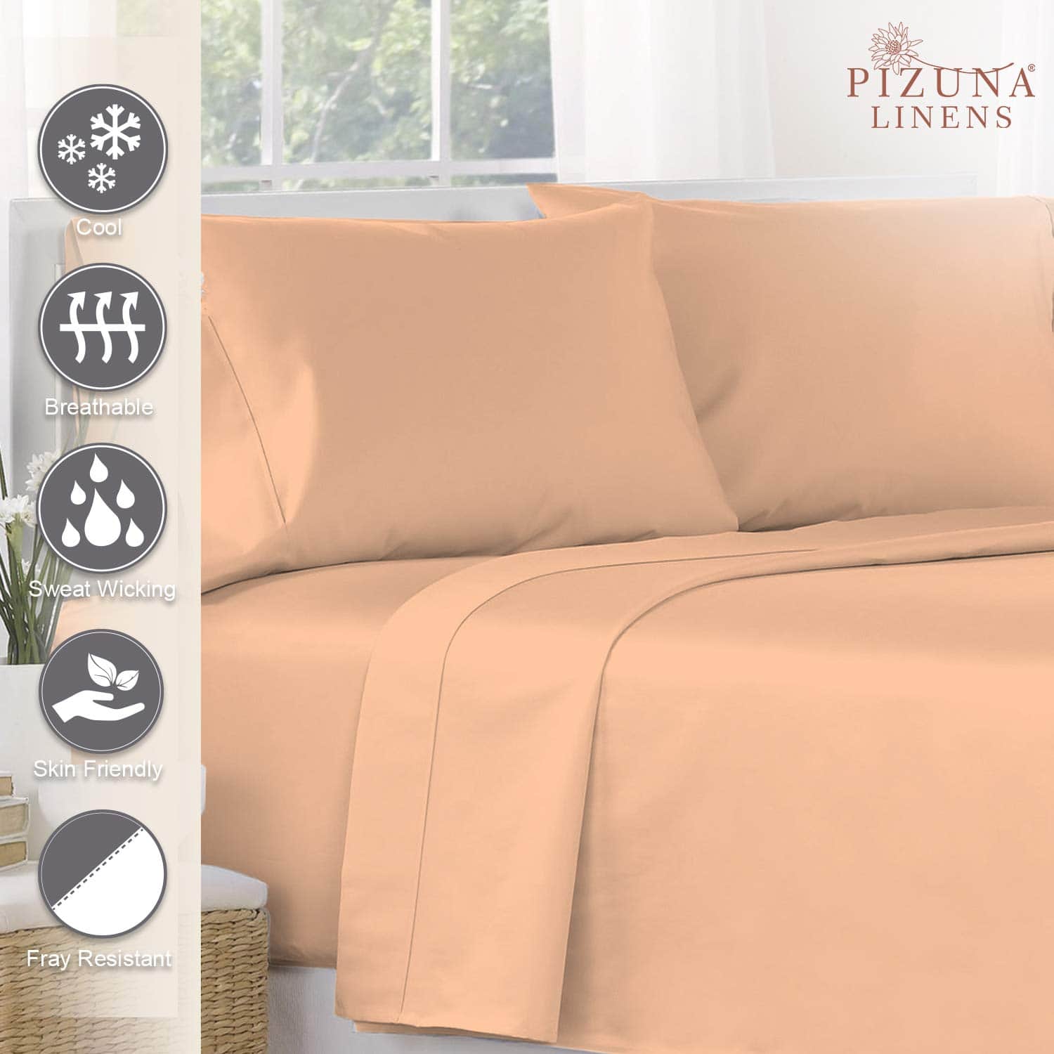 Sábana Plana de Algodón Puro 100% de Pizuna para Cama Queen - Imagen 3