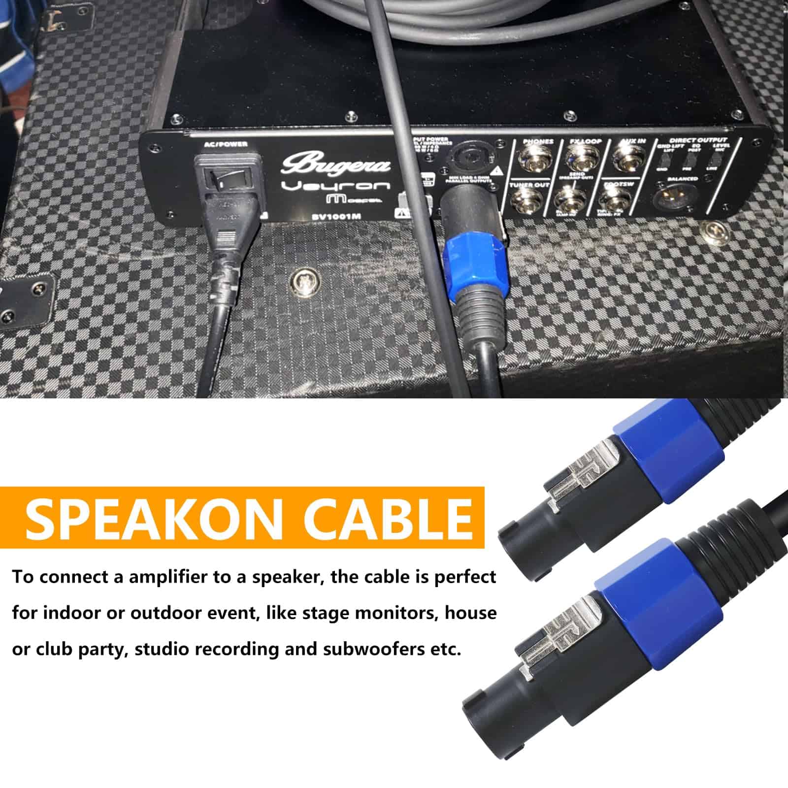 HBU 10 Pies Paquete de 2 Cables SpeakOn - 2 Piezas Cable DJ - Imagen 8
