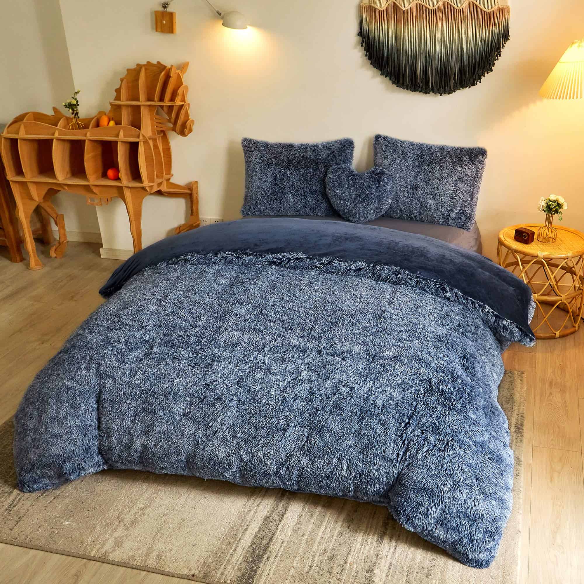 MEGO Luxury Shaggy Faux Fur Duvet Cover Set, Ultra Soft 3