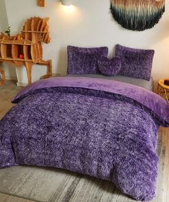 Juego de Funda de Edredón de Piel Sintética -Morado Ombre