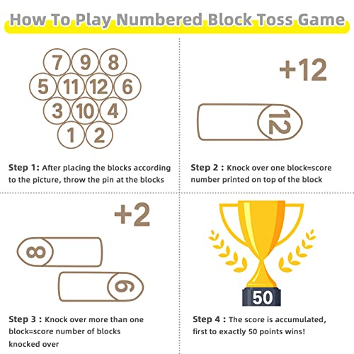 Juego de Bloques Numerados Gorock, Juego de Bolos de Madera - Imagen 3