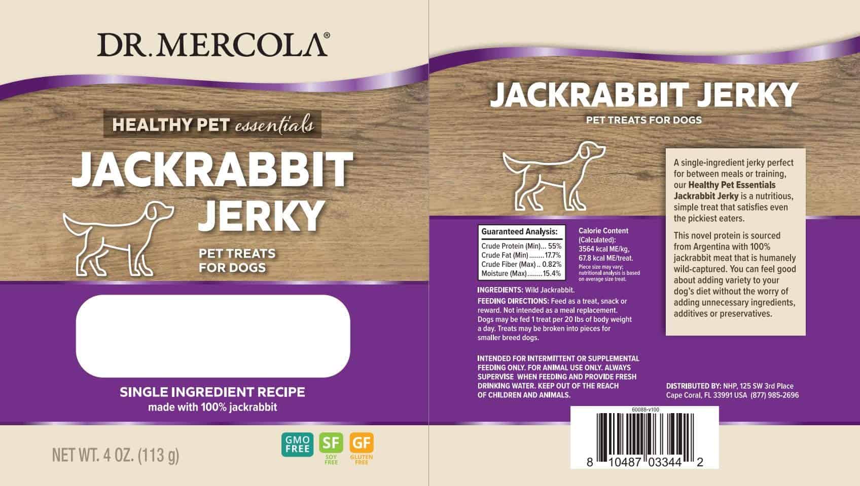 Dr. Mercola Jackrabbit Jerky para Perros, 4 oz (113g), - Imagen 3