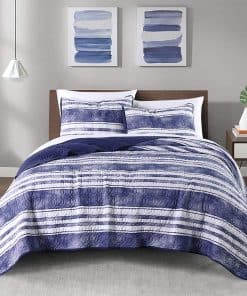 Colcha Floral King Wellbeing, Juego de Ropa de Cama a Rayas