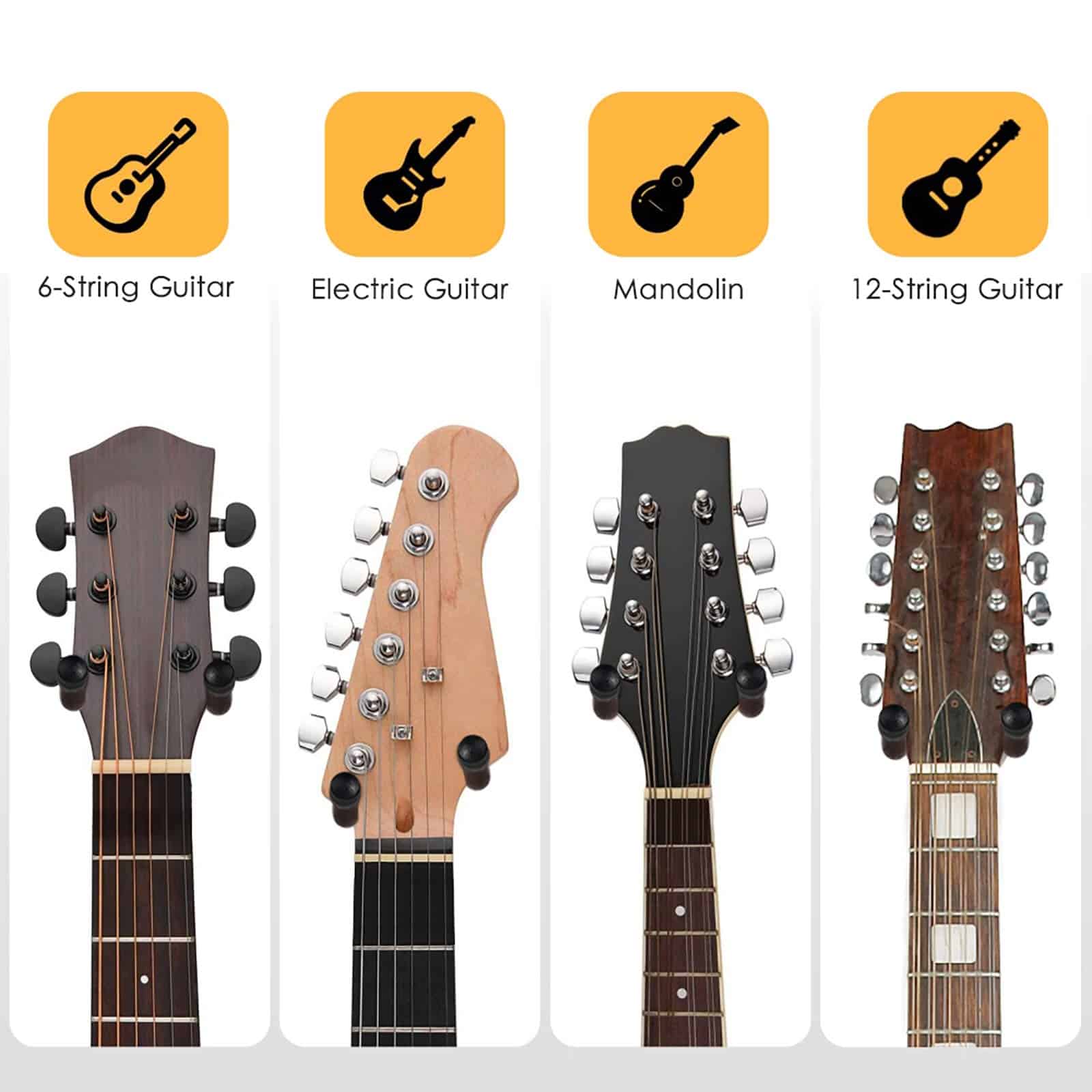 Paquete de 4 soportes de pared para guitarra SNIGJAT, - Imagen 8
