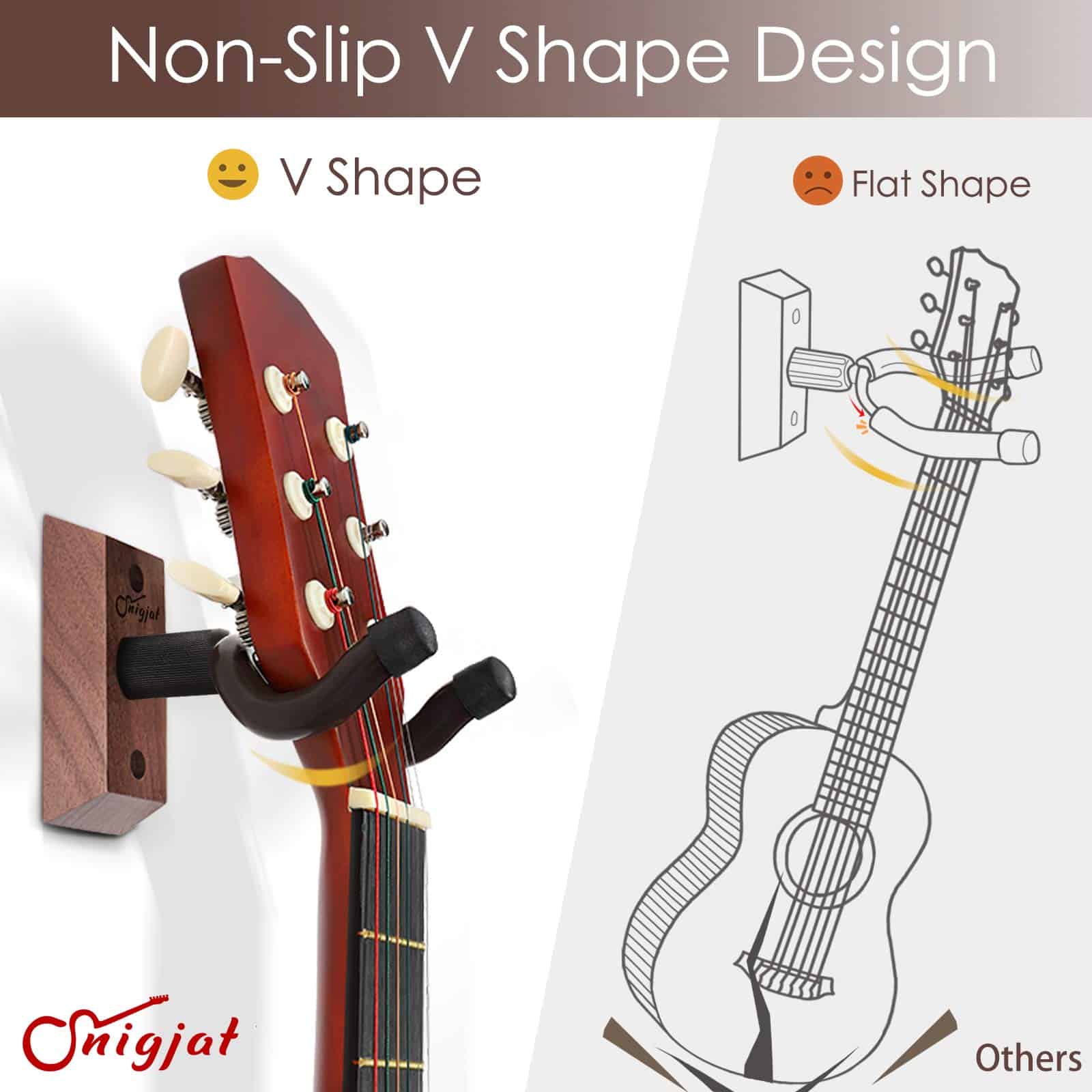 Paquete de 4 soportes de pared para guitarra SNIGJAT, - Imagen 3