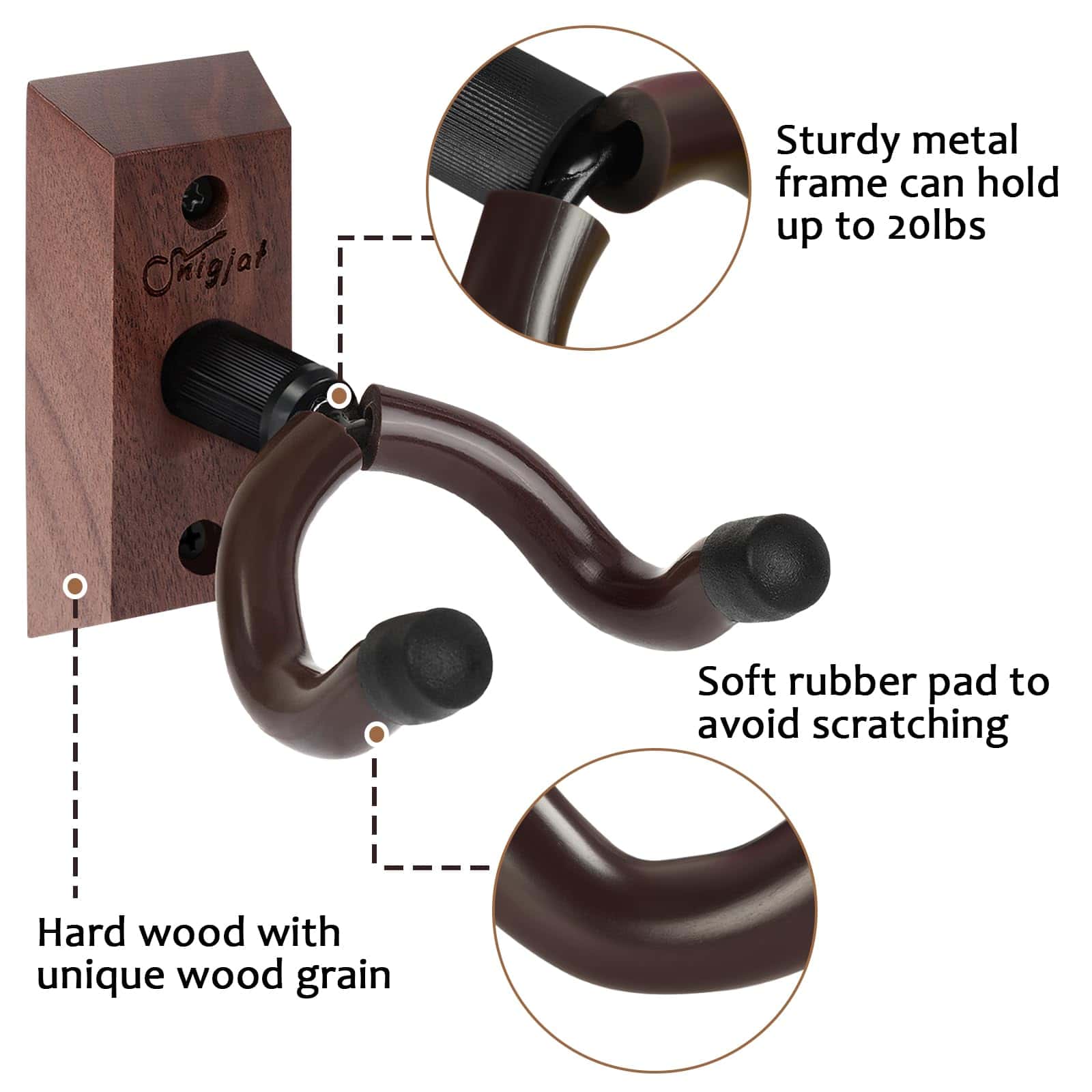 Paquete de 4 soportes de pared para guitarra SNIGJAT, - Imagen 7