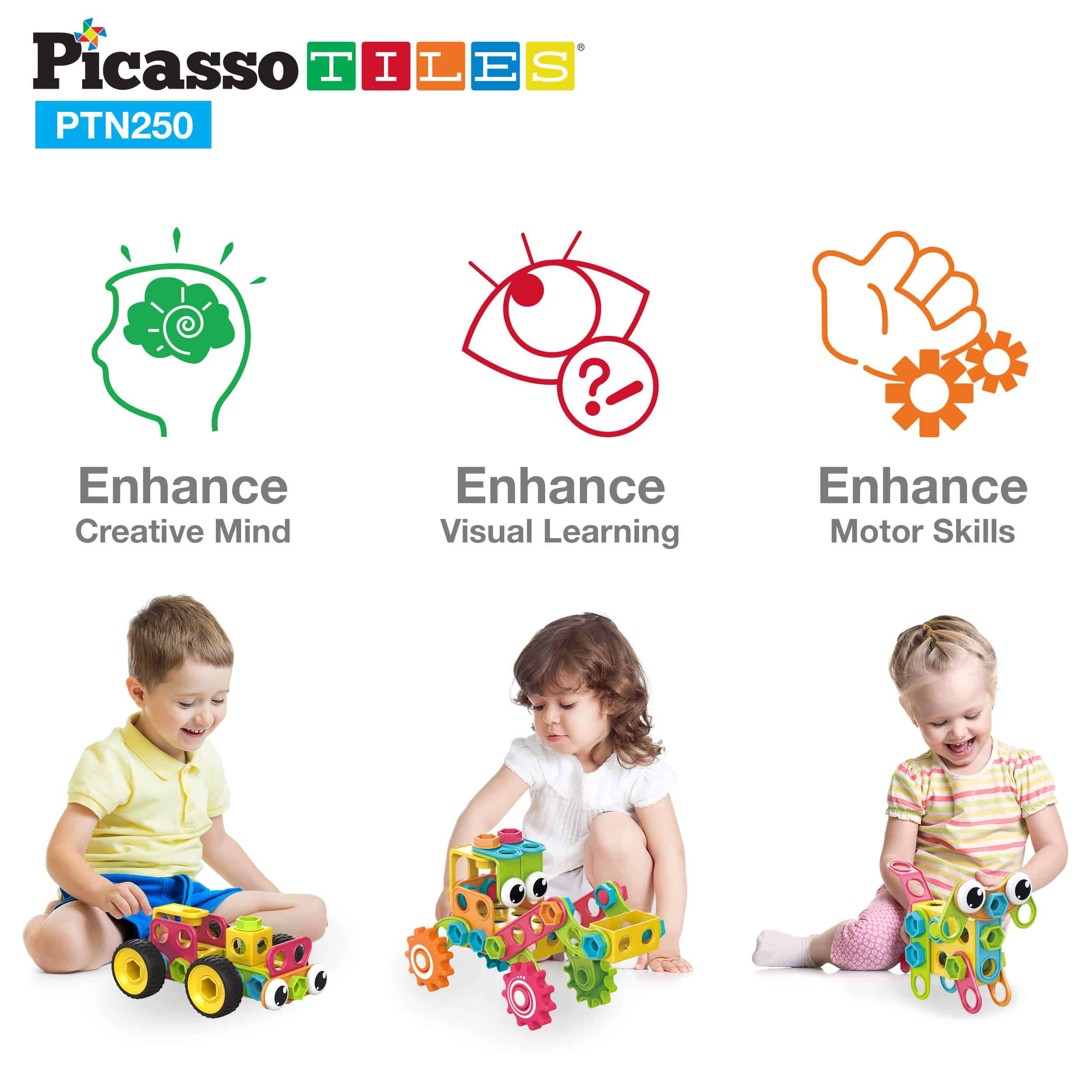 Juguetes de aprendizaje STEM de PicassoTiles 250 piezas - Imagen 4