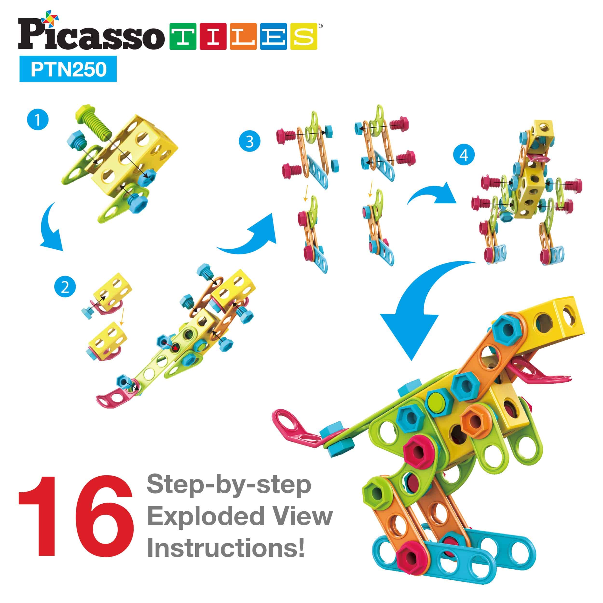 Juguetes de aprendizaje STEM de PicassoTiles 250 piezas - Imagen 7