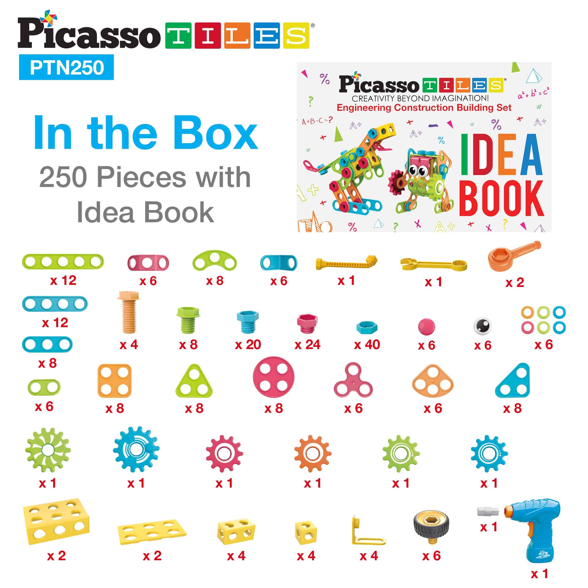 Juguetes de aprendizaje STEM de PicassoTiles 250 piezas - Imagen 6