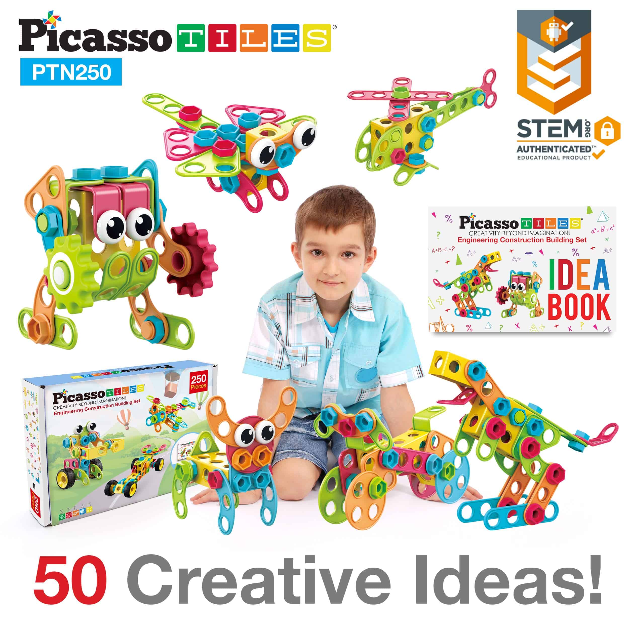 Juguetes de aprendizaje STEM de PicassoTiles 250 piezas - Imagen 9