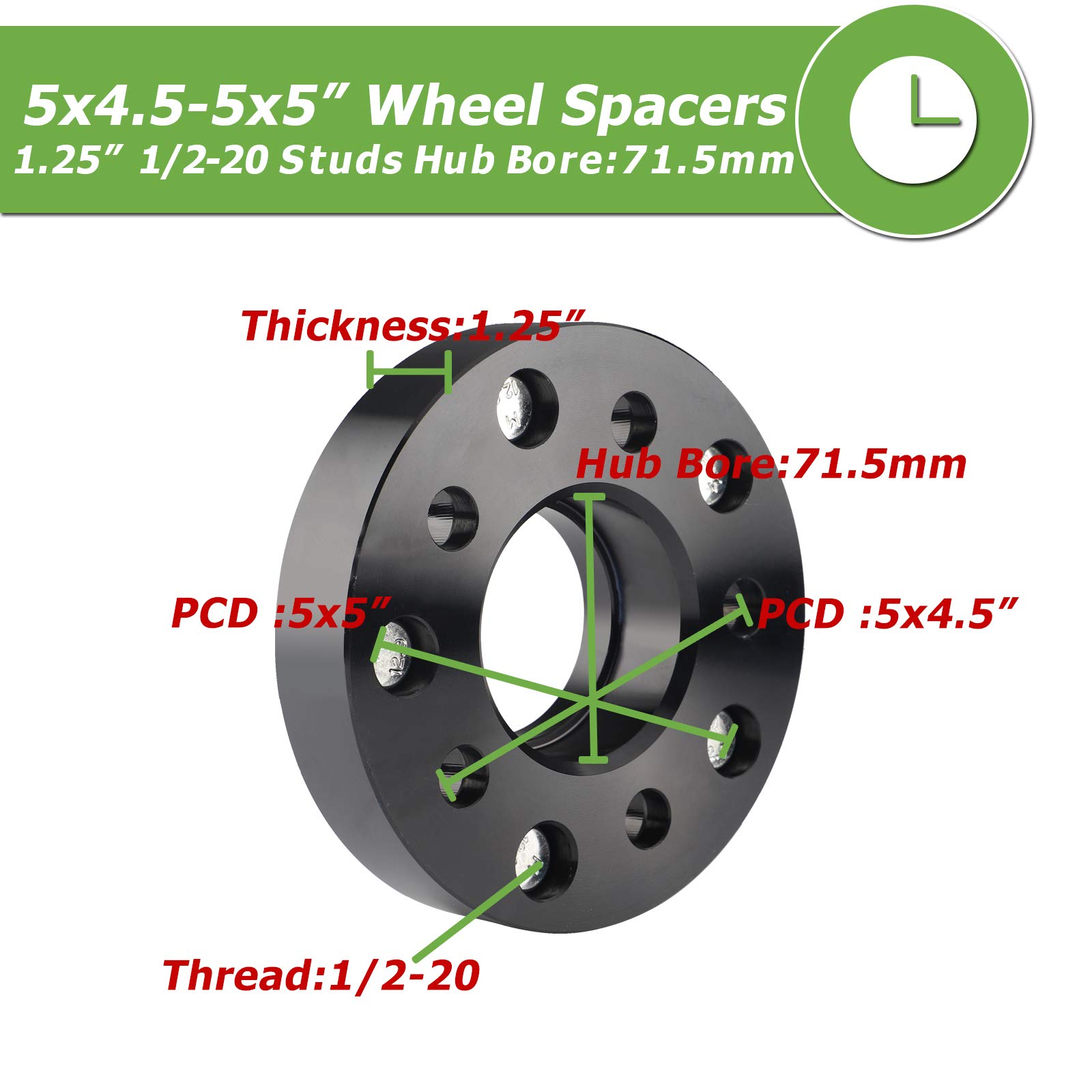 YIZBAP Adaptadores de Rueda 5x4.5 a 5x5 para Llantas JK en - Imagen 3