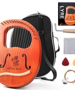 Arpa de Lira de 16 Cuerdas de Caoba con Llave de Afinación,