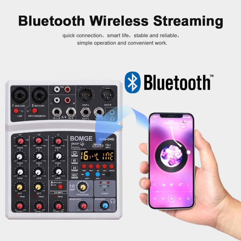 Mezcladora de audio portátil BOMGE 04D bluetooth de 4 - Imagen 4