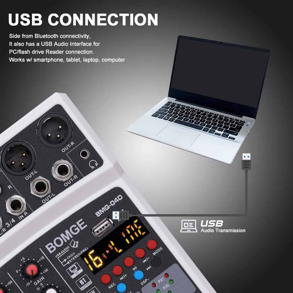 Mezcladora de audio portátil BOMGE 04D bluetooth de 4 - Imagen 7