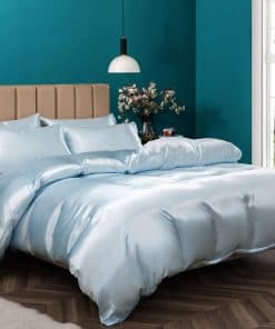 Juego de Funda de Edredón de Satén P Pothuiny -Azul Bebé