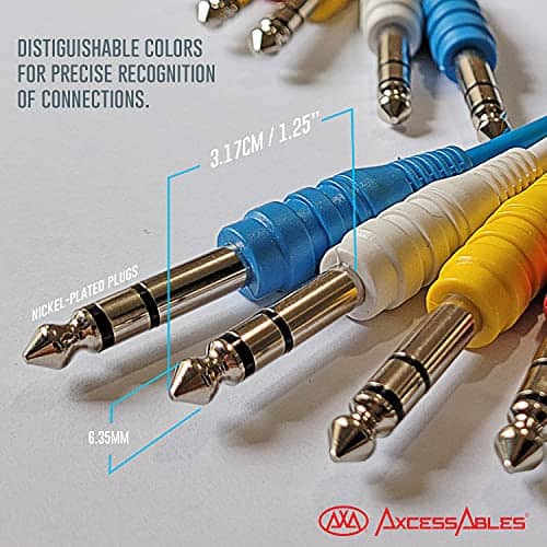 AxcessAbles 3ft 1/4" TRS a 1/4" TRS Cable de Parche Estéreo - Imagen 5