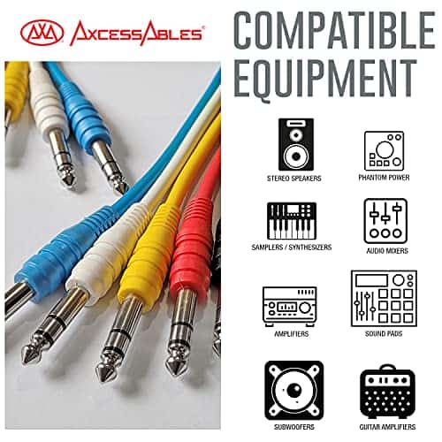 AxcessAbles 3ft 1/4" TRS a 1/4" TRS Cable de Parche Estéreo - Imagen 3