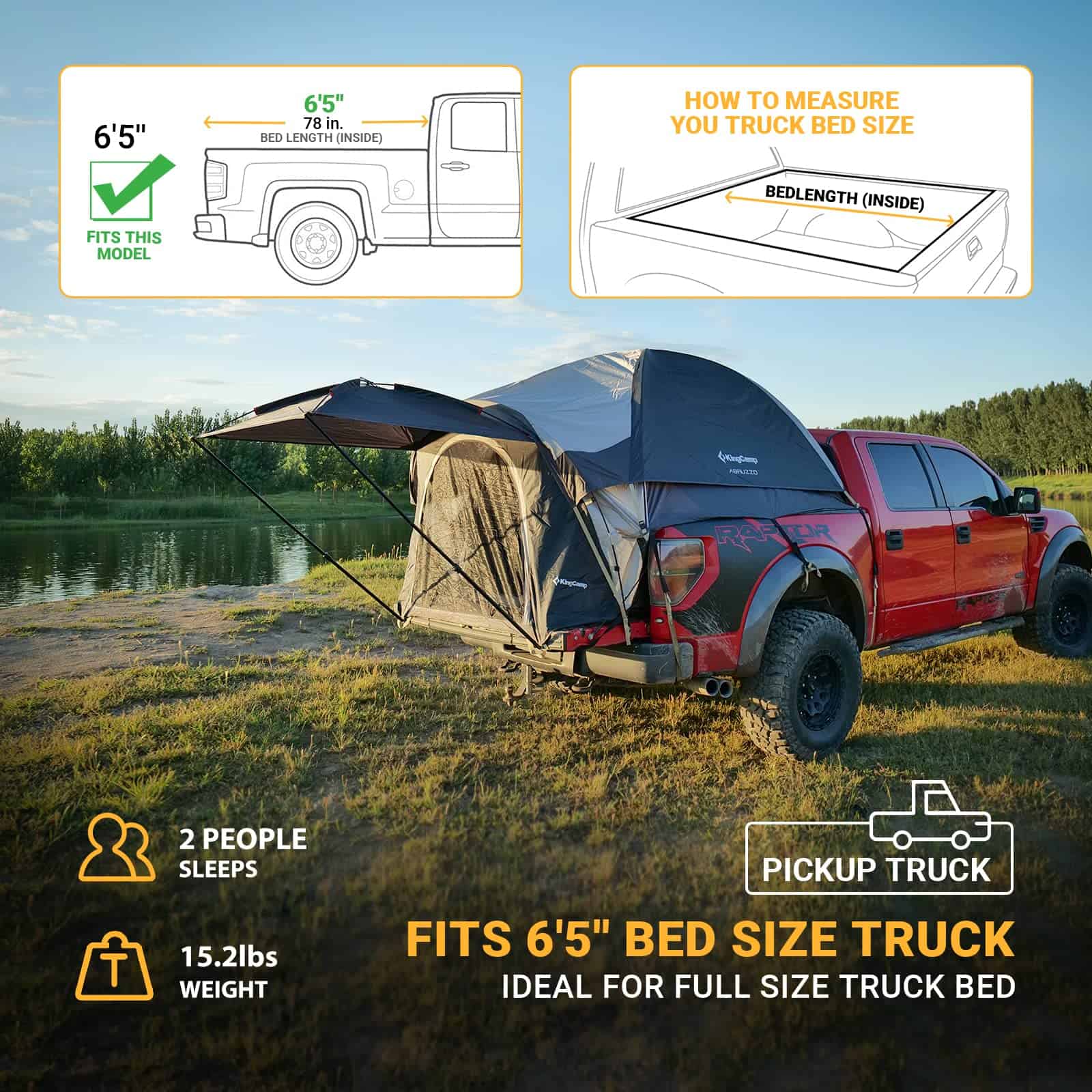 Tienda de campaña para cama de camión KingCamp de 6.5 pies - Imagen 4