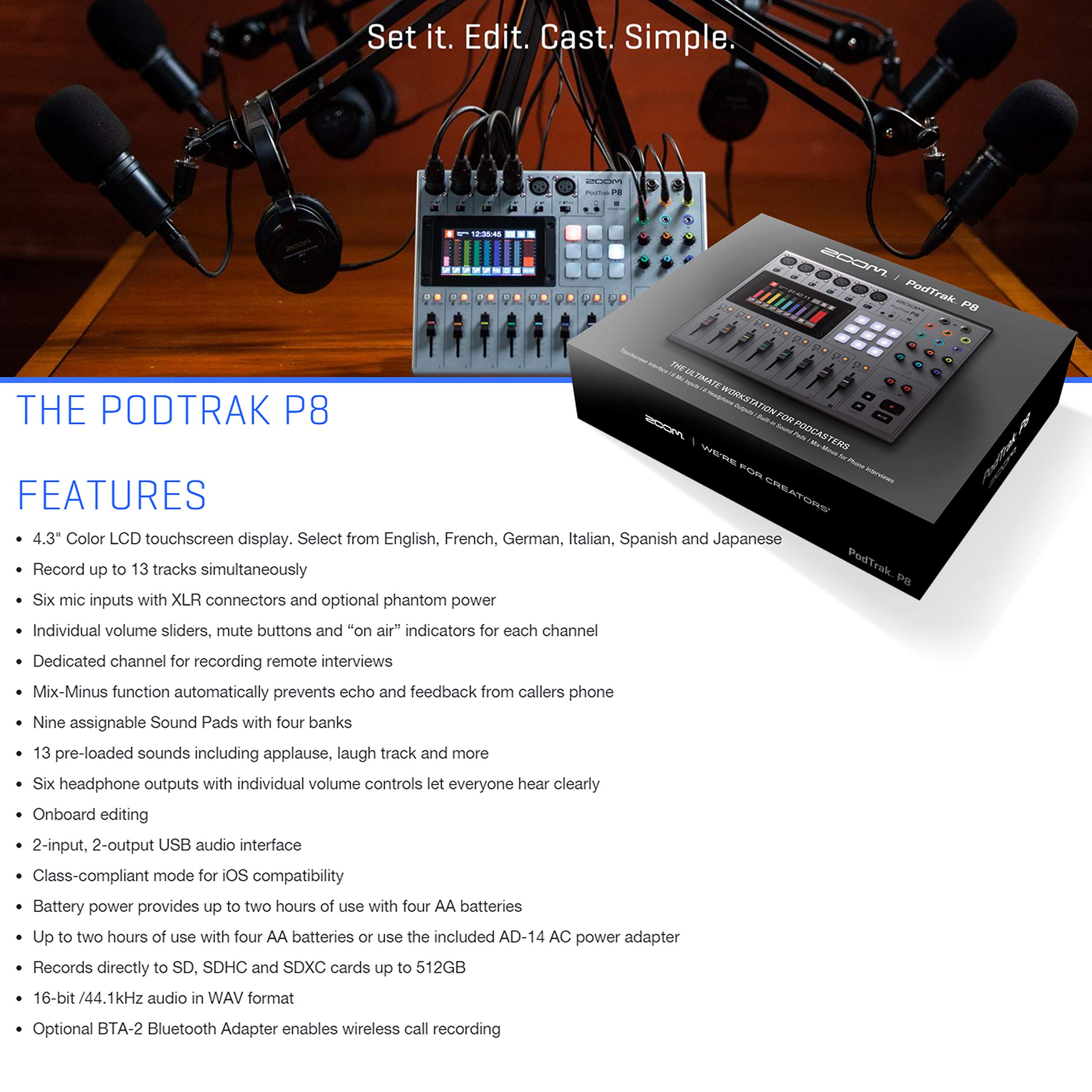 Zoom PodTrak P8 Multitrack Podcast Recorder -Personas) - Imagen 5