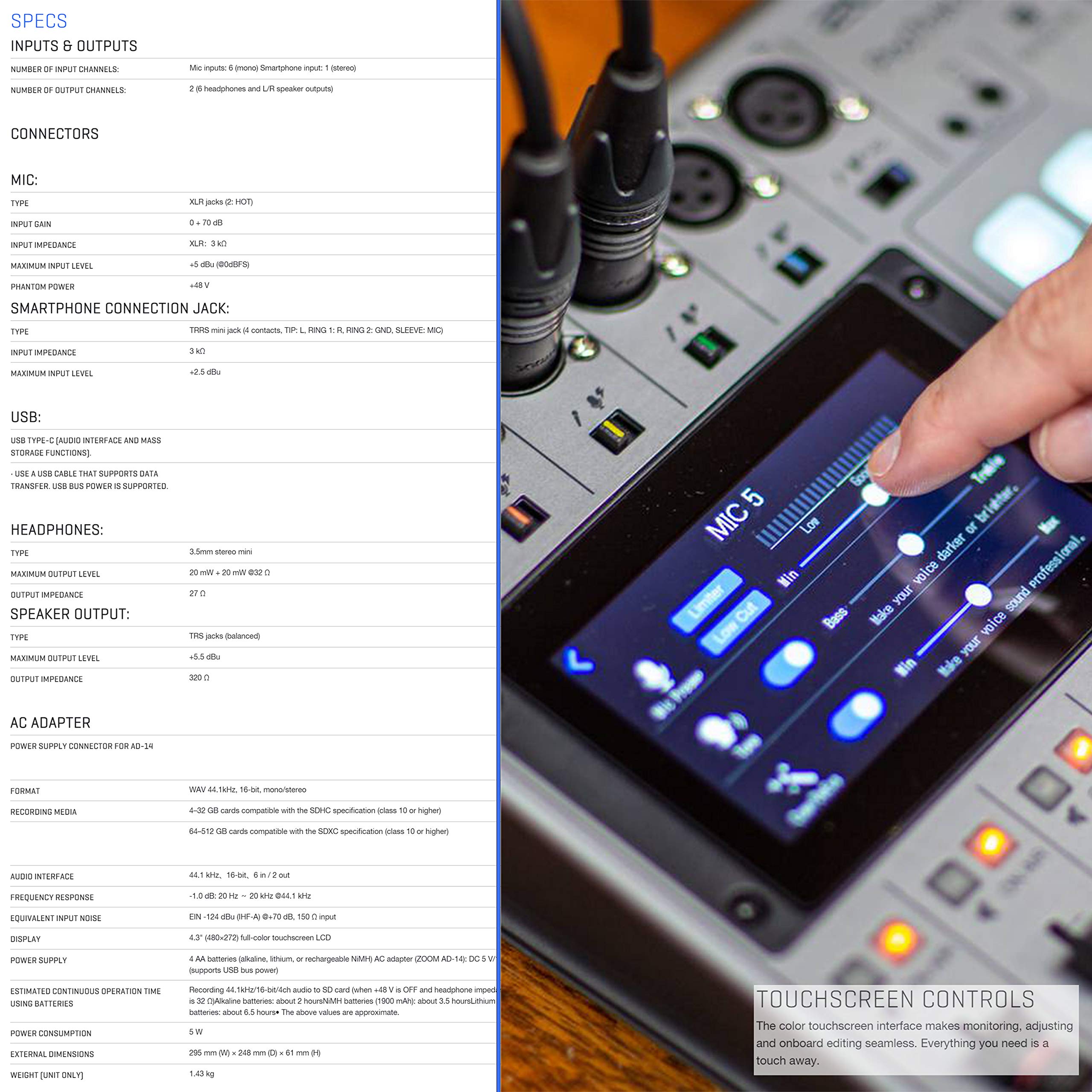 Zoom PodTrak P8 Multitrack Podcast Recorder -Personas) - Imagen 4