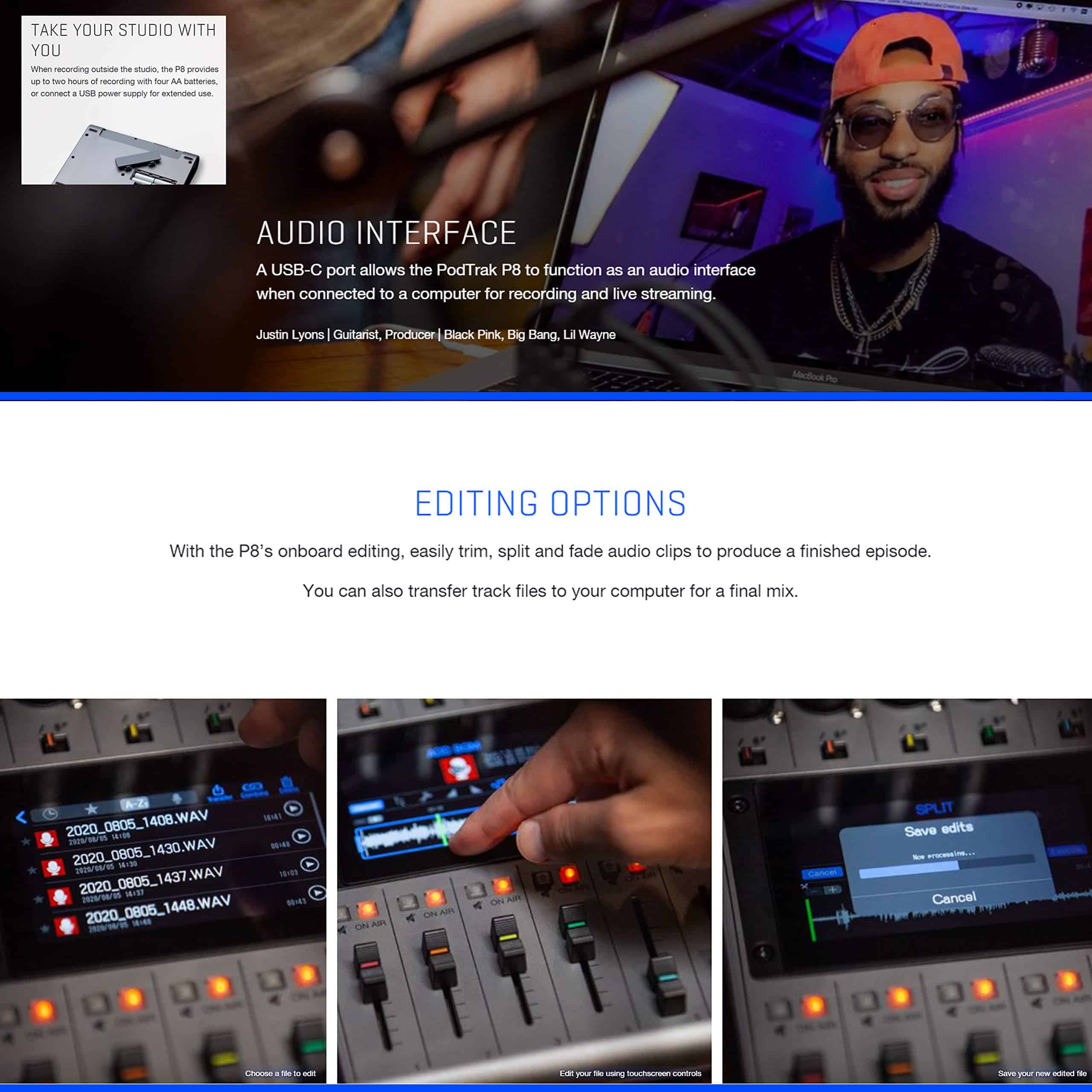 Zoom PodTrak P8 Multitrack Podcast Recorder -Personas) - Imagen 7