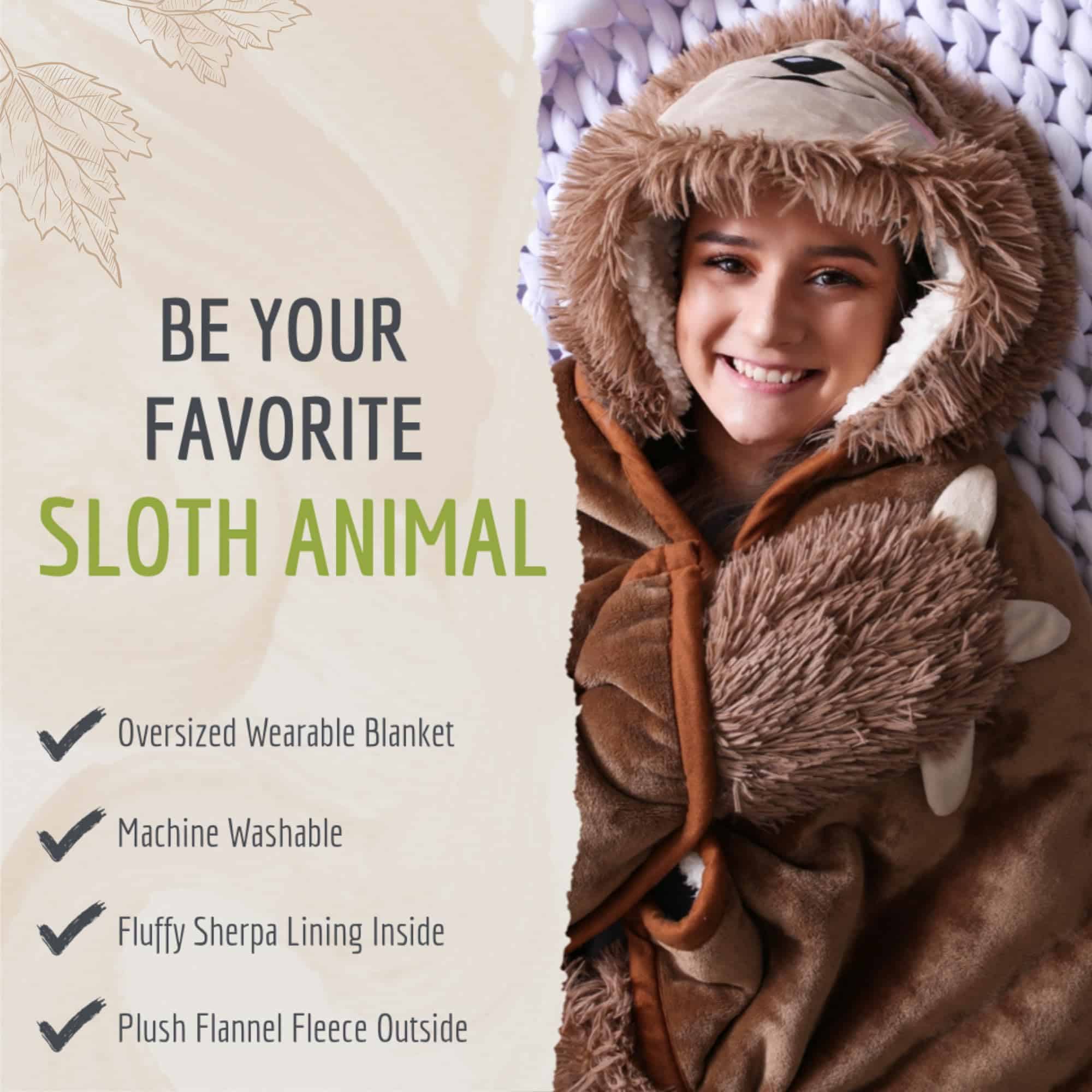 Manta con Capucha Portátil de Perezoso - Manta con Capucha - Imagen 6