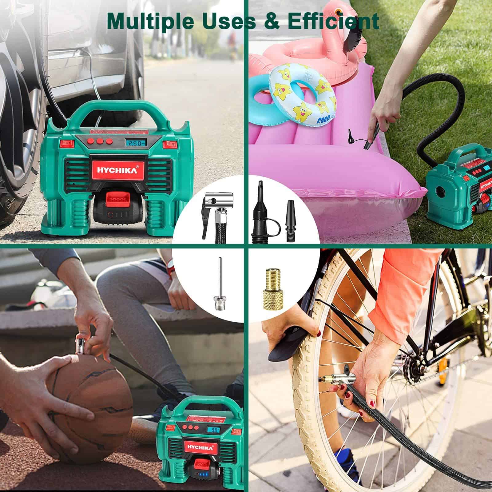 Inflador de neumáticos, bomba de aire portátil HYCHIKA - Imagen 5