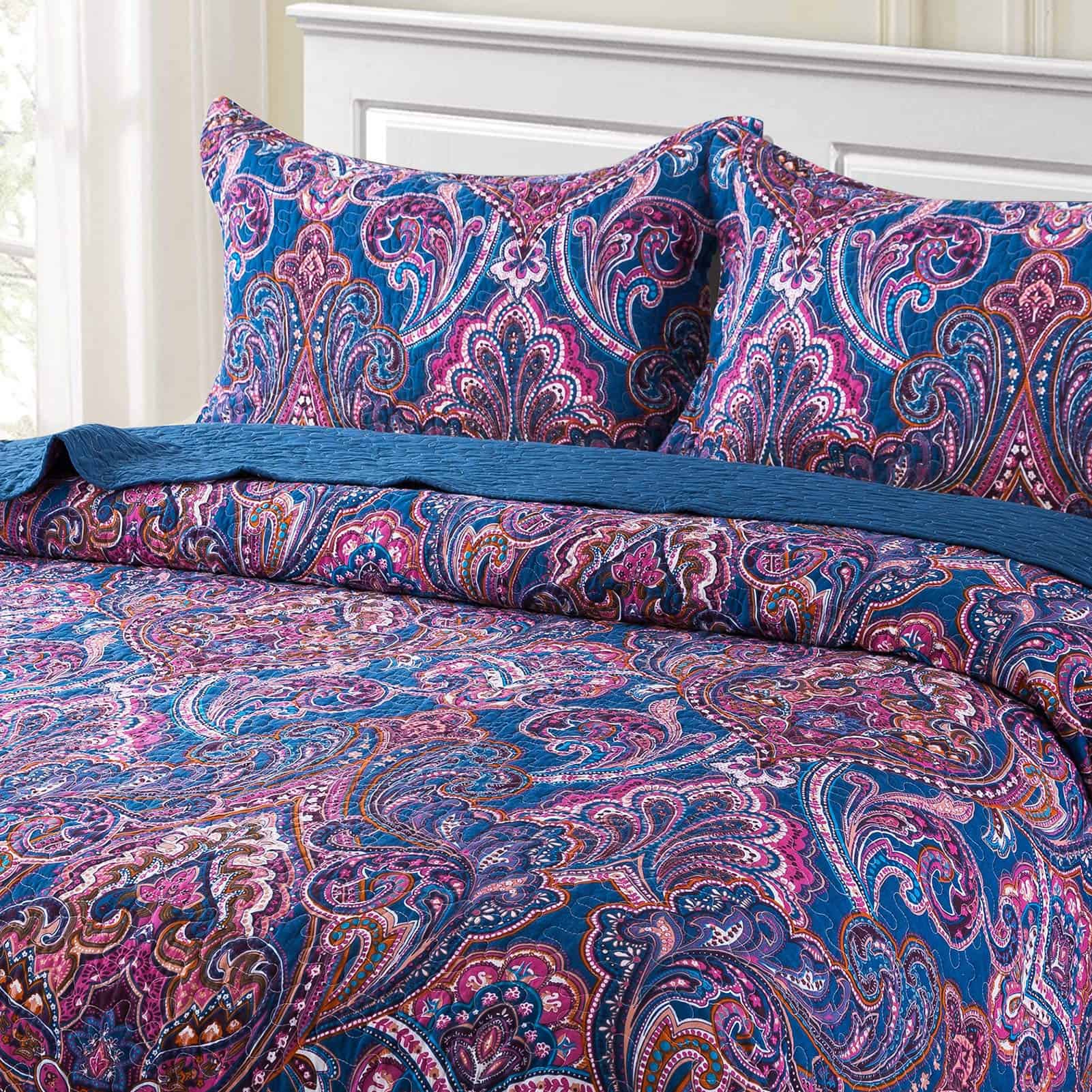 NEWLAKE Juego de Colchas de Algodón-Reversible Set de - Imagen 3