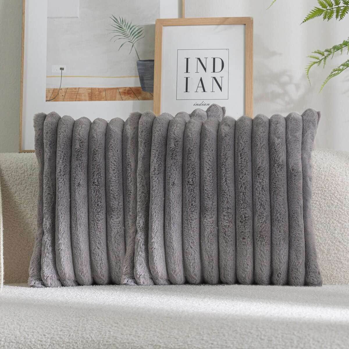 DEELAND Pack de 2, Fundas de Almohada -Gris Oscuro
