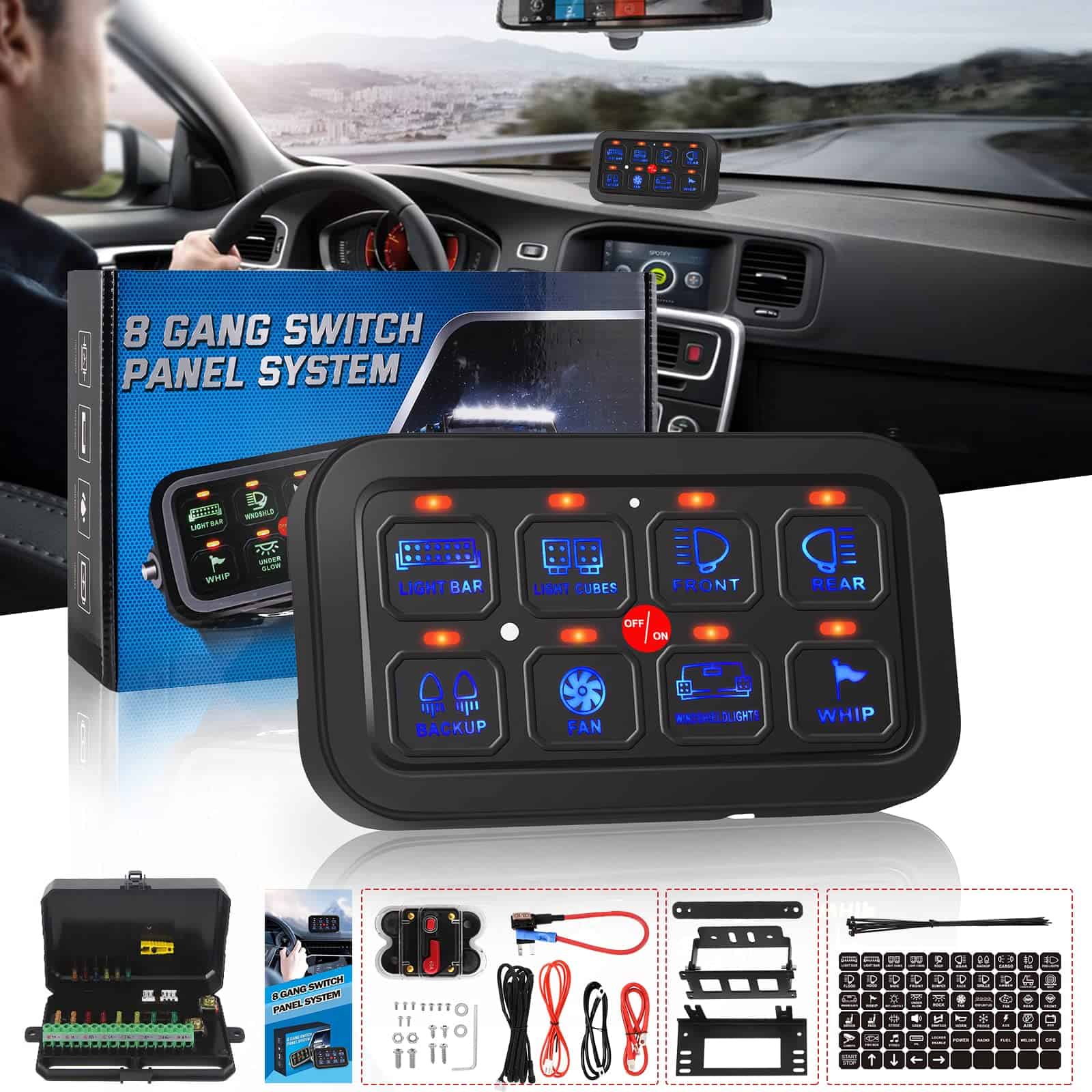 Panel de interruptores de 8 vías ALAVENTE, Sistema