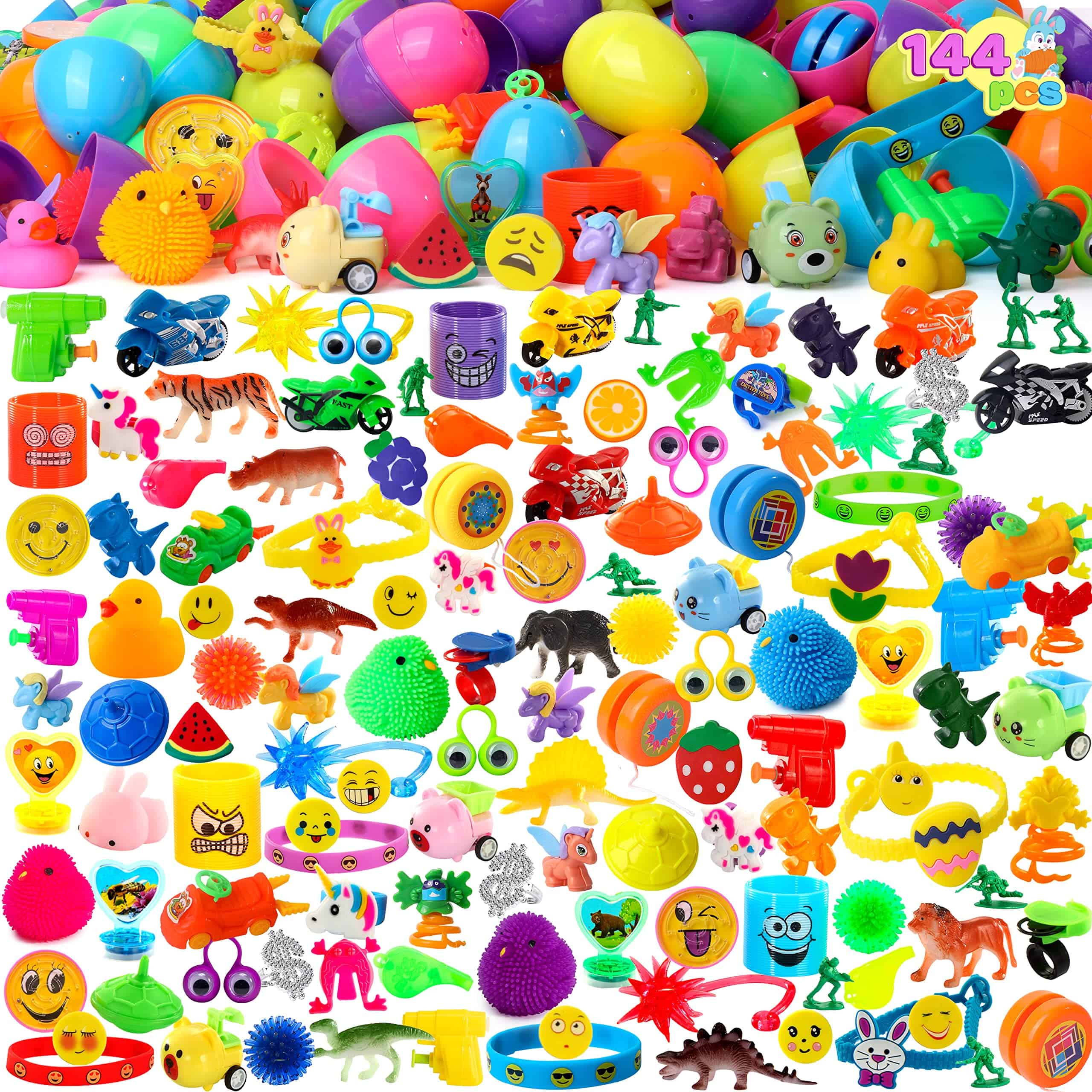 JOYIN 144 Pcs Huevos de Pascua Precargados con Juguetes y