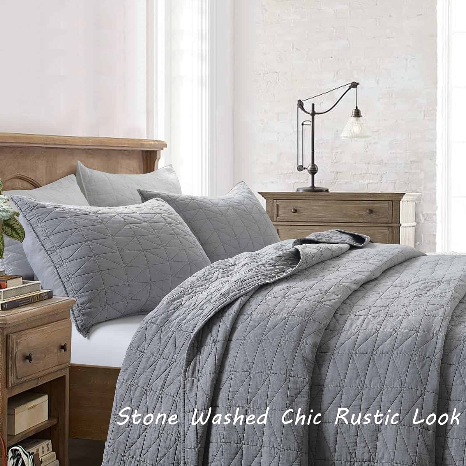 Juego de Edredón tamaño Twin HORIMOTE HOME, Coverlet Gris - Imagen 3