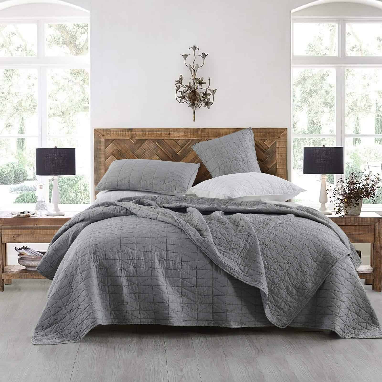 Juego de Edredón tamaño Twin HORIMOTE HOME, Coverlet Gris