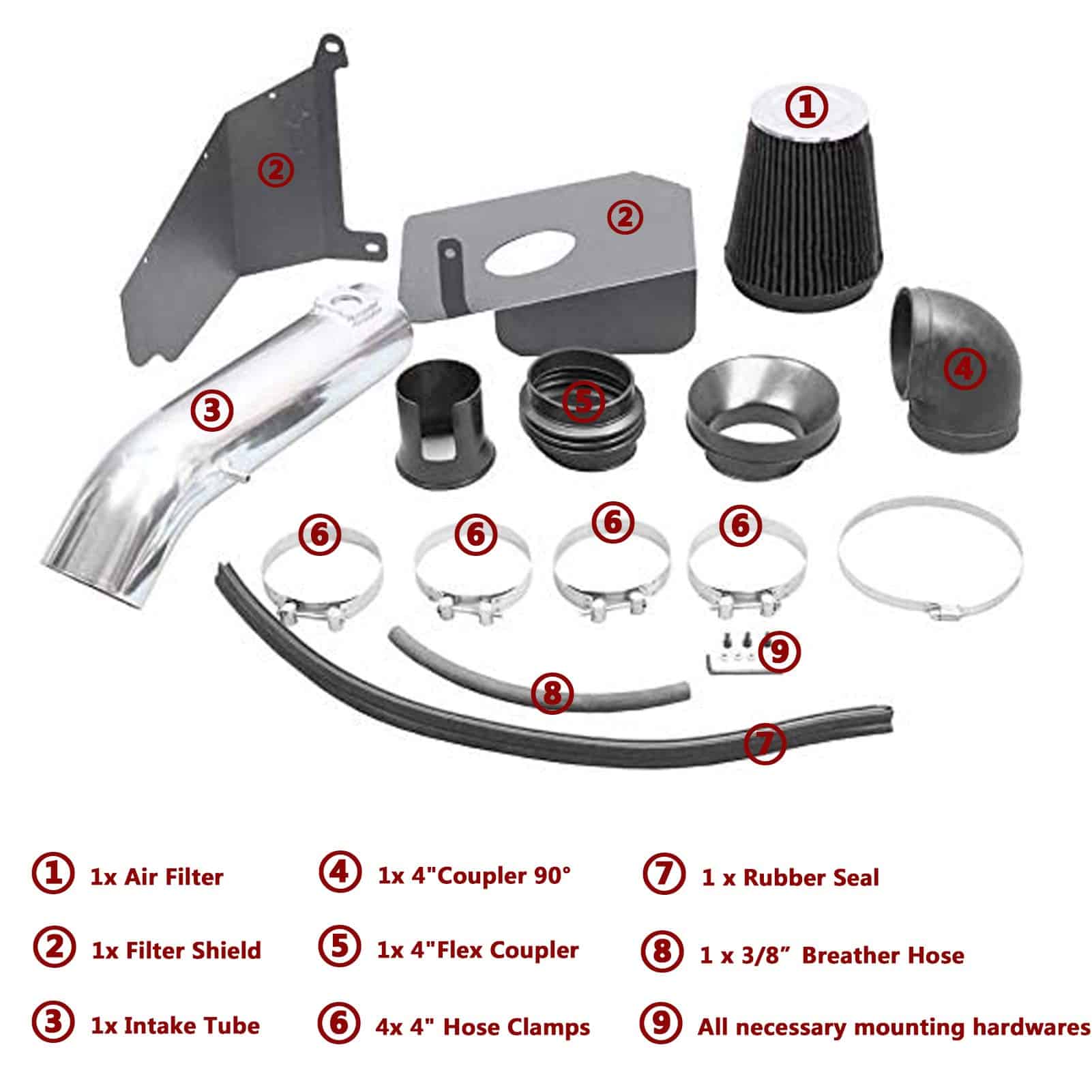 Kit de Filtro de Entrada de Aire Frío de 4 Pulgadas y - Imagen 4